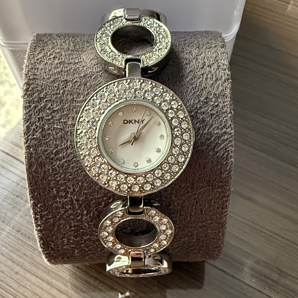 DKNY Silver Crystal Circle Watch